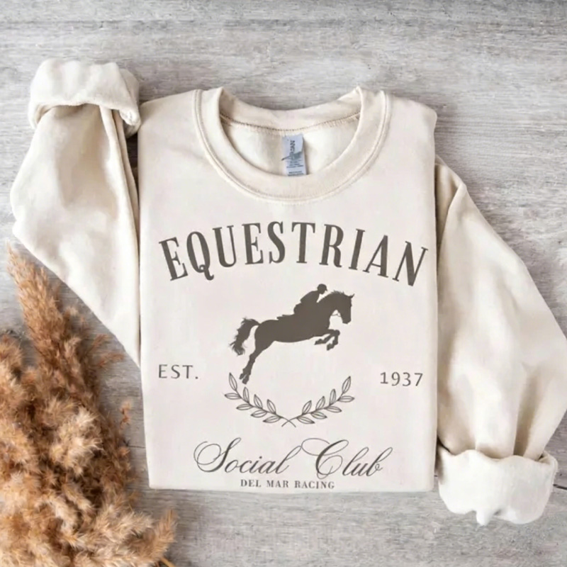 Personalized Equestrian Jump Social Club Sweatshirt Crewneck Shirt Horseback Horse Owner Gift for Riding Lovers