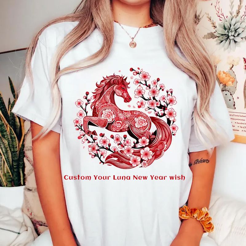 Personalized Luna Horse New Year Zodiac Classic T-shirt for Women for Girls for Horse Lovers Riding Lovers Equestrian Lovers