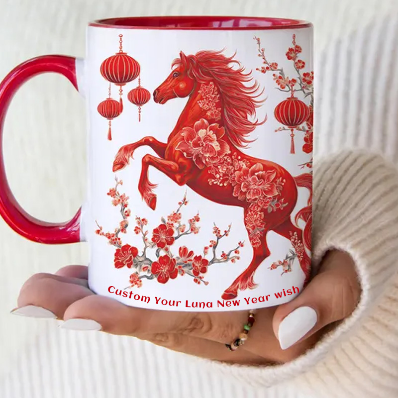 Personalized Lunar New Year Horse Zodiac Gift Mug for Equestrian Horse Riding Lovers