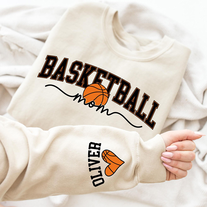 Personalized Basketball Mom Sweatshirt with Custom Name and Stylish Graphic Design