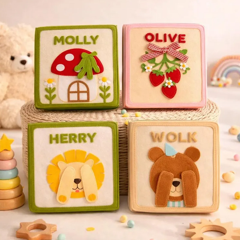 Personalized Forest and Animal Design Custom Name Educational Sensory Busy Play Gift Handmade Felt Quiet Book