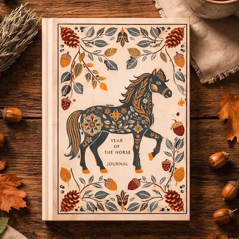 PersonalizedChinese Zodiac Year Of The Horse Journal and Planner PU Leather Notebook Gift for Horse Lovers Riding Lovers Equestrian Lovers