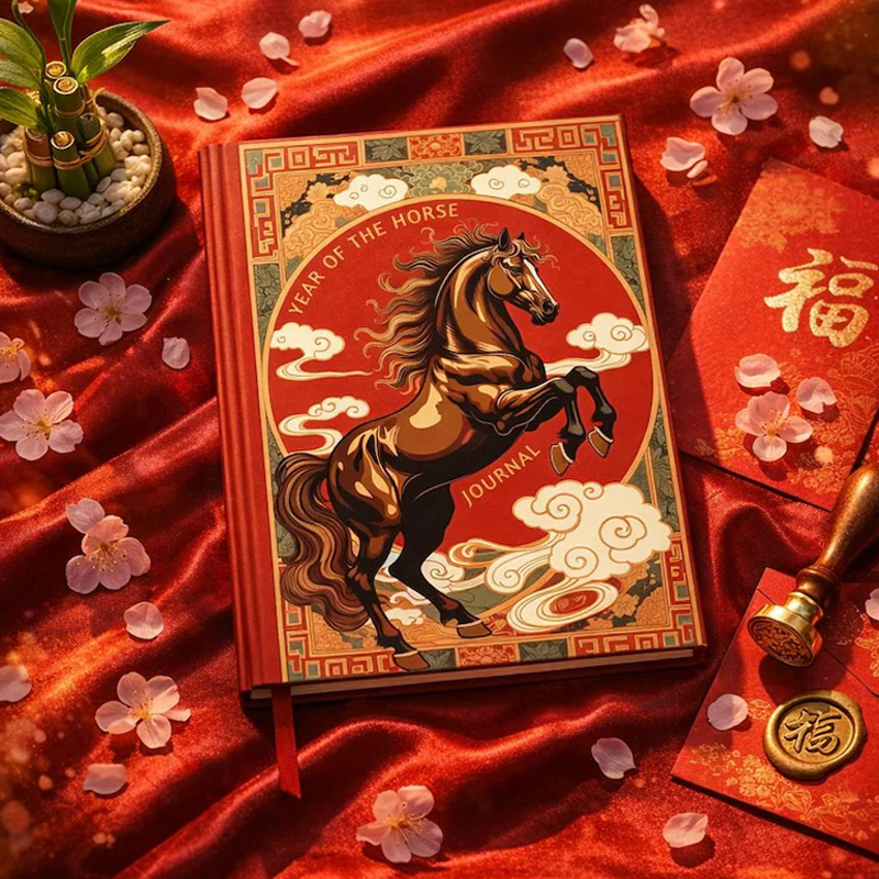 Personalized Chinese Zodiac Year Of The Horse Journal and Planner PU Leather Notebook Gift for Horse Lovers Riding Lovers Equestrian Lovers