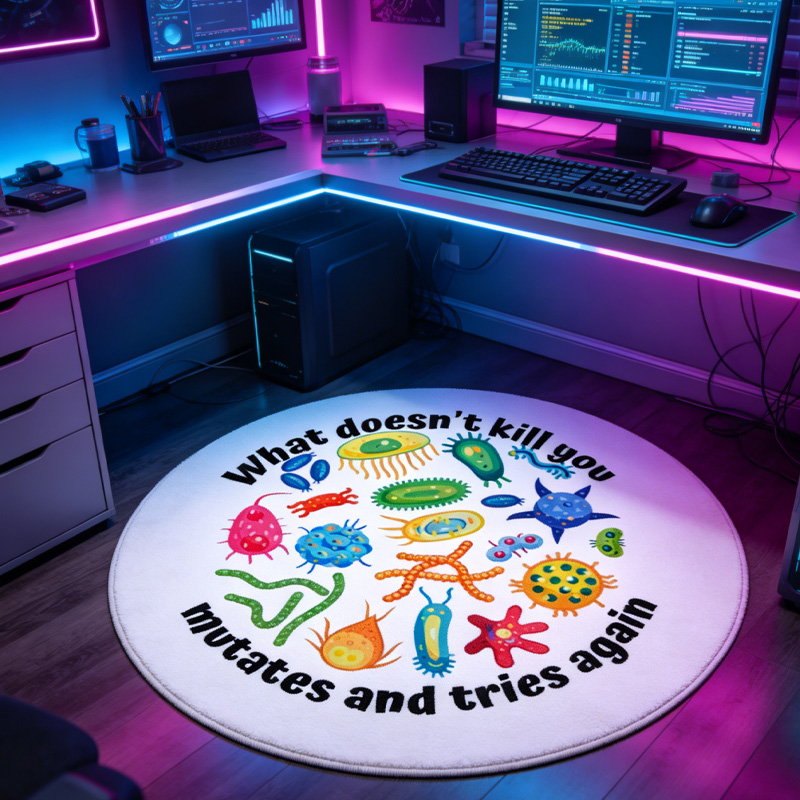 Personalized Nerdy Bacteria Theme Graphic Rug Doormat Kids Nerd Bedroom Playroom Rug Gifts for Geek Lover