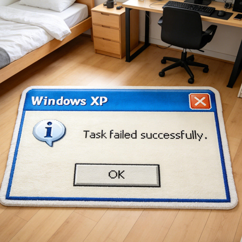 Personalized Error Pop Up Graphic Rug Doormat Kids Nerd Bedroom Playroom Rug Gifts for Geek Lover