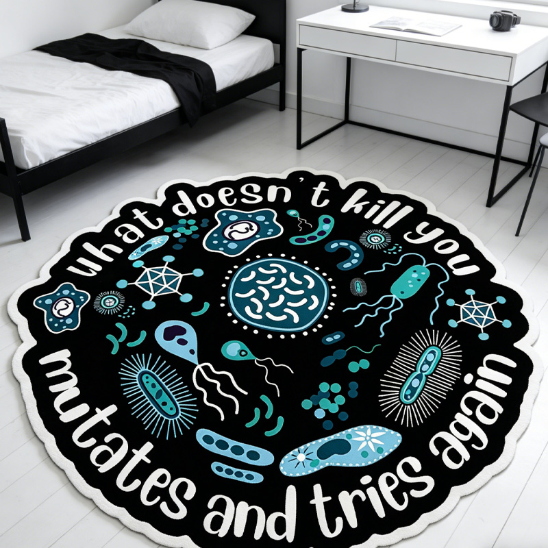 Personalized Nerdy Bacteria Theme Graphic Rug Doormat Kids Nerd Bedroom Playroom Rug Gifts for Geek Lover