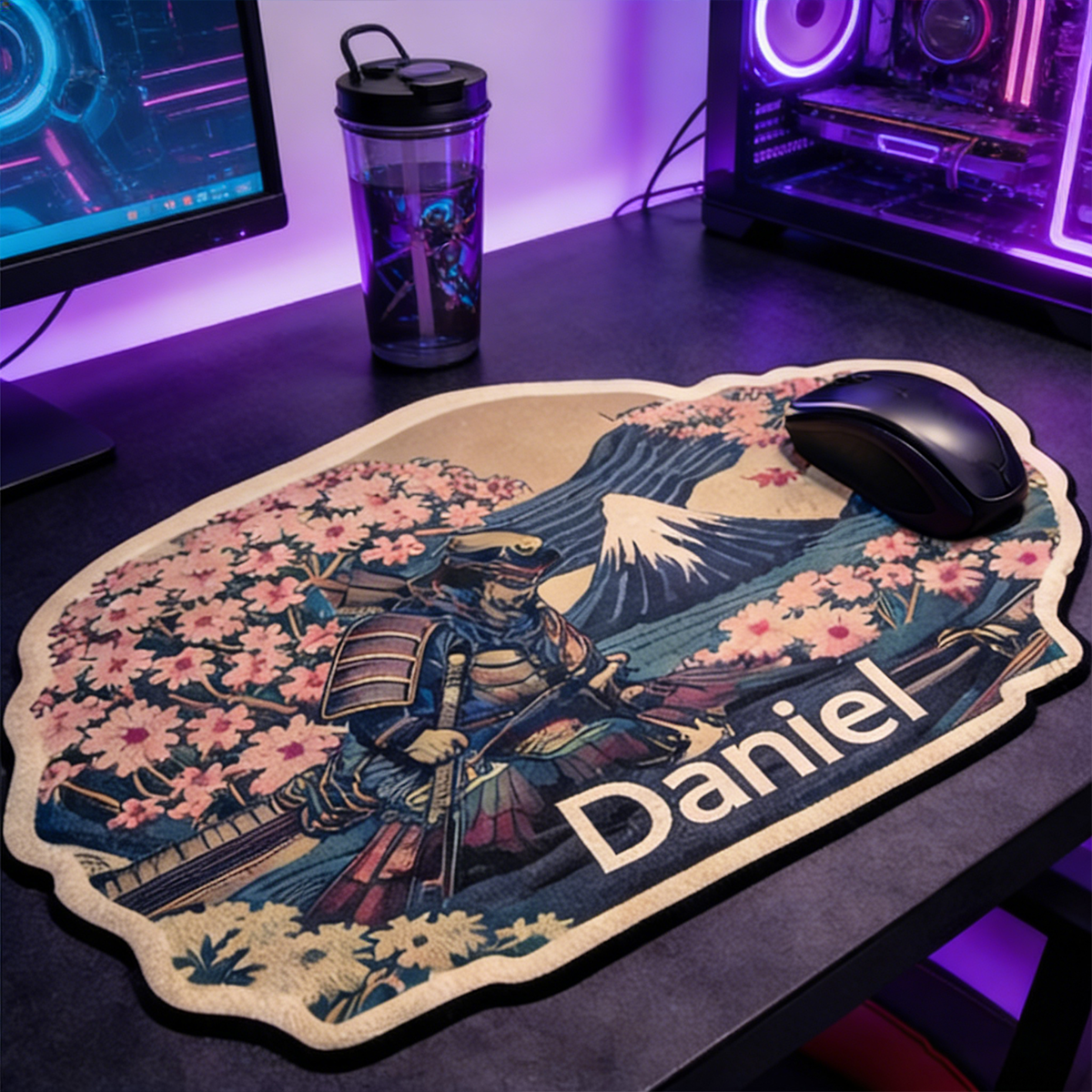 Personalized Custom Ukiyo-e Samurai Irregular Mouse Pad Personalized Great Wave Desk Mat Japanese Warrior Gamer Accessory