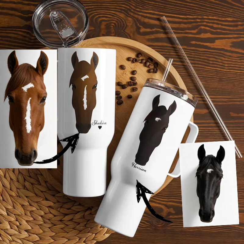 Personalized Horse Photo Tumbler Riders Equestrian Gift for Riding Lover