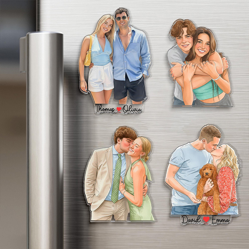Personalized Photo Fridge Magnets Custom Portrait Watercolor Photo Magnet Picture Couples Magnet Valentine's Day Gift