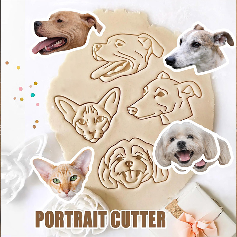 Personalized Pet Portrait Cookie Cutter Custom Dog Face Stamp Gift For Baking Lovers
