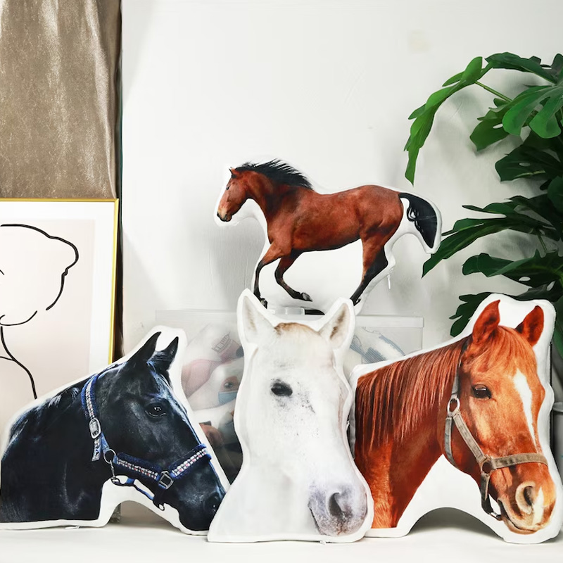 Personalized Horse Photo Plush Graphic 3D Print Throw Pillow Pet Memorial Gift for  Riding Lovers