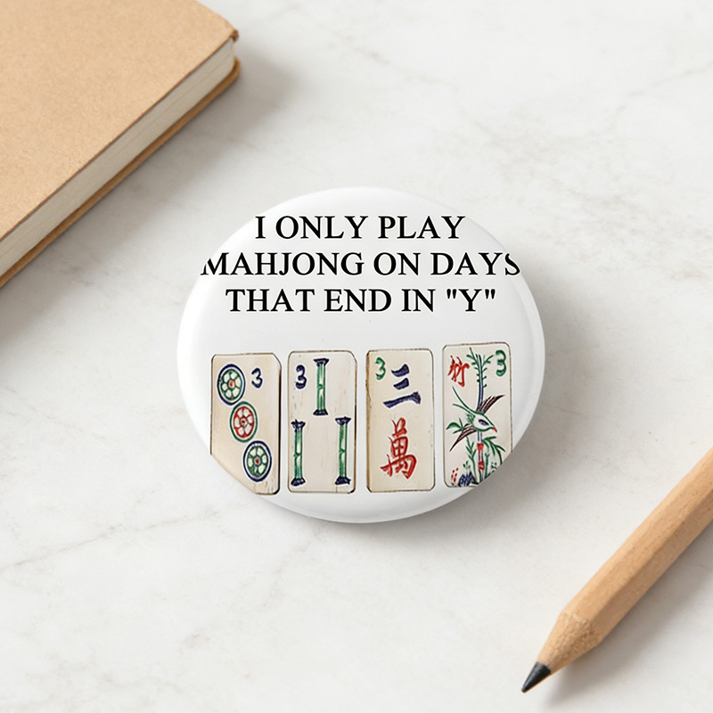 A Funny Mahjong Design Button Pin Buttons