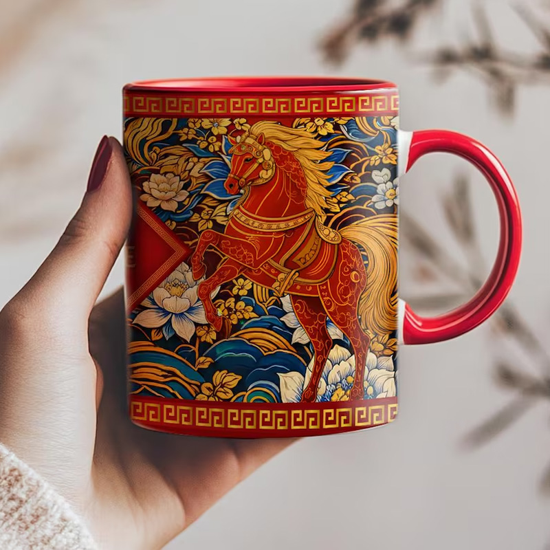 Personalized Year of the Horse Chinese Zodiac Gift Mug for Equestrian Horse Riding Lovers