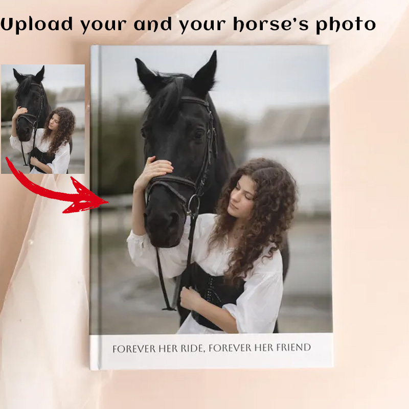 Personalized Pet Photo Art Horse Journal and Planner PU Leather Notebook Gift for Horse Lovers Riding Lovers Equestrian Lovers