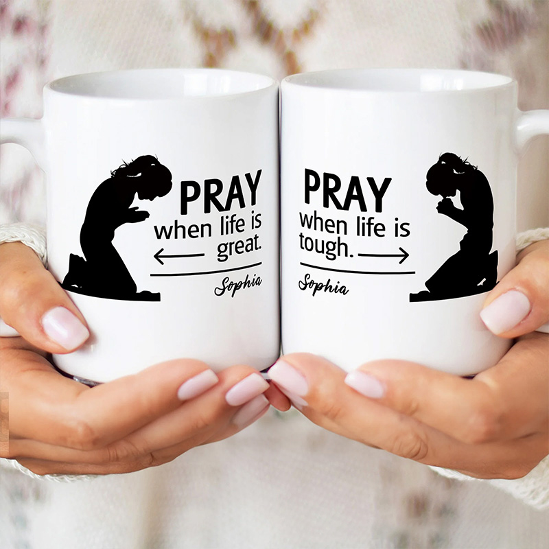 Personalized Prayer Ceramic Coffee Mug with Name Daily Use Home Decor Christening Baptism Gift for Christian