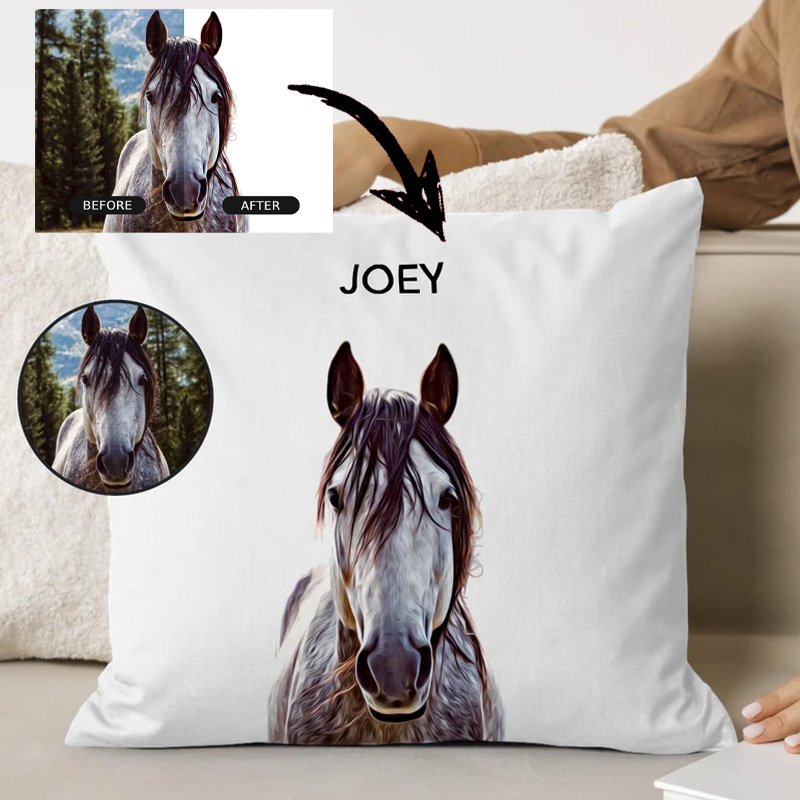 Personalized Throw Pillow From Horse Photo Gift for Riding Lovers Equestrian Lovers
