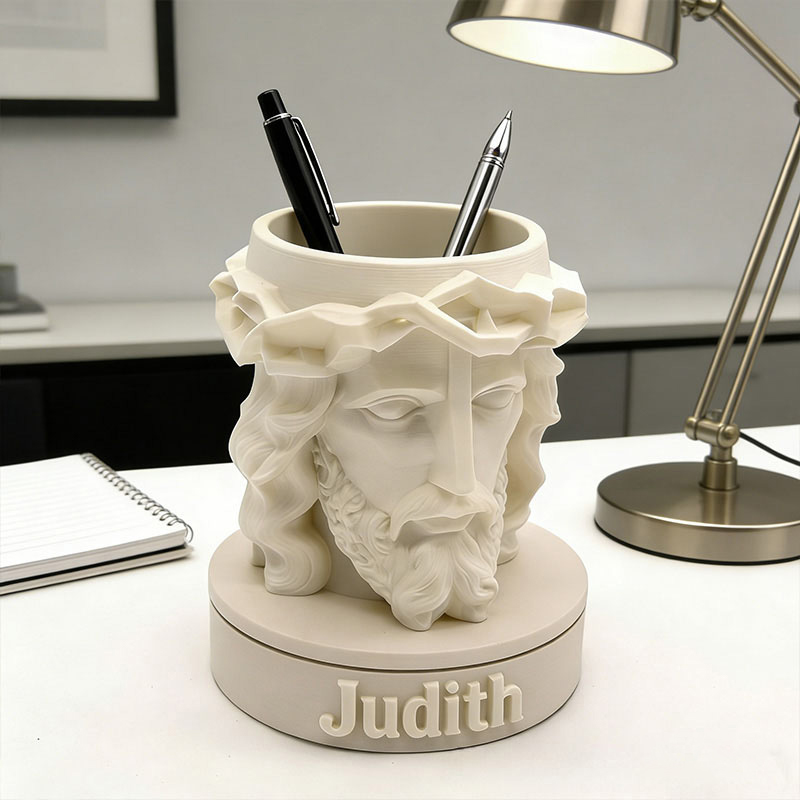 Personalized 3D Printed Jesus Crown of Thorns Christ Planter with Custom Name Can Also be Used as Pen Holder or Desk Organizer Religious Gift