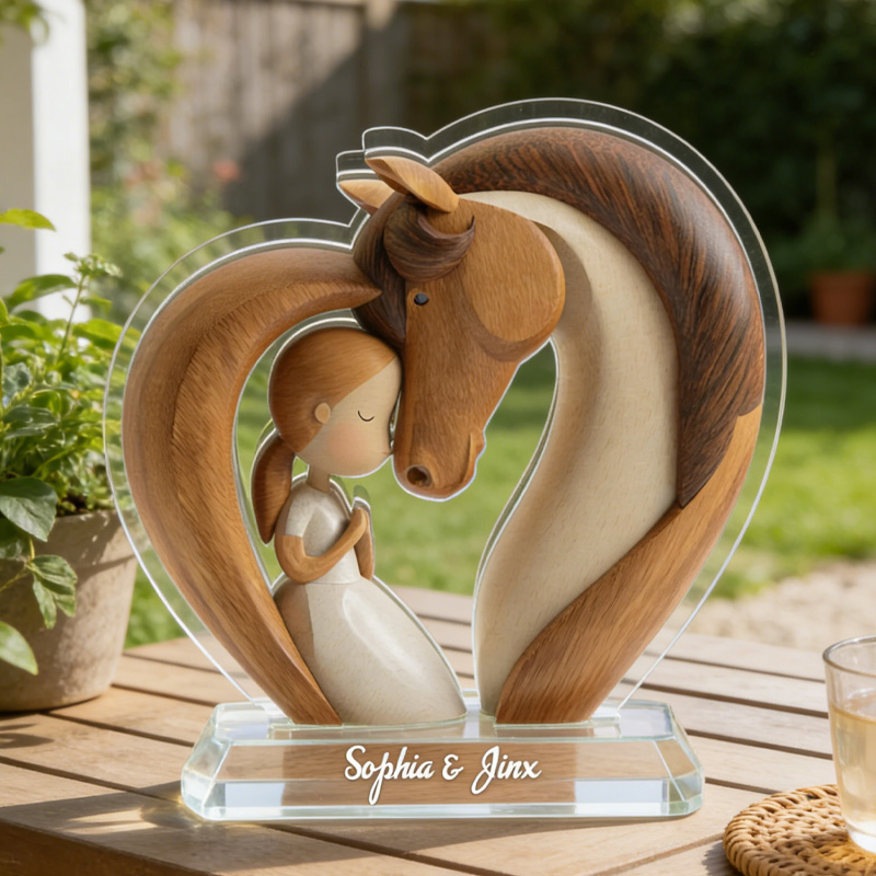 Personalized Equestrian Girl Horse Lover Sculpture Acrylic Stand Custom Gift for Riding Lovers