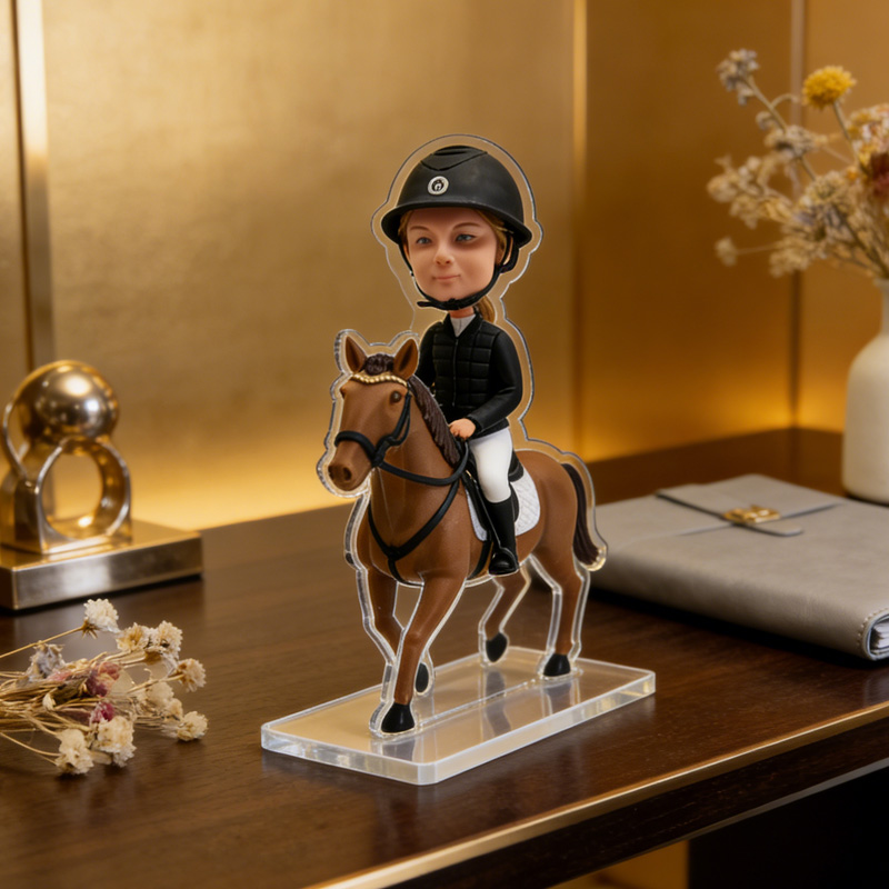 Personalized Equestrian Horse Racing Figurine Sculpture Acrylic Stand Custom Gift for Riding Lovers