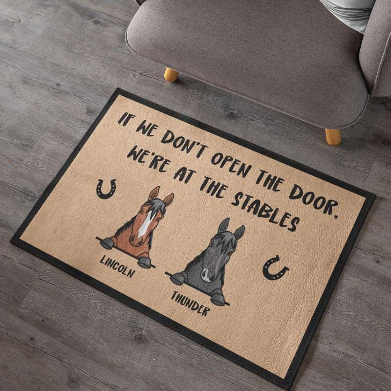 Personalized Horse Welcome Door Mat Custom Photo Home Decor Doormat for Family for Riding Lovers Equestrian Lovers
