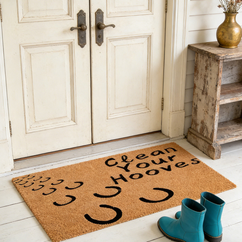 Personalized Funny Horse Wipe Your Hooves Welcome Doormat Custom Photo Gifts Doormat for Family Riding Lovers Equestrian Lovers