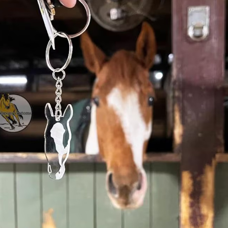 Personalized Horse Face Facial Marking Keepsake Keychain Acrylic Tassel Keyring keychain Gift for Equestrian Riding Lovers