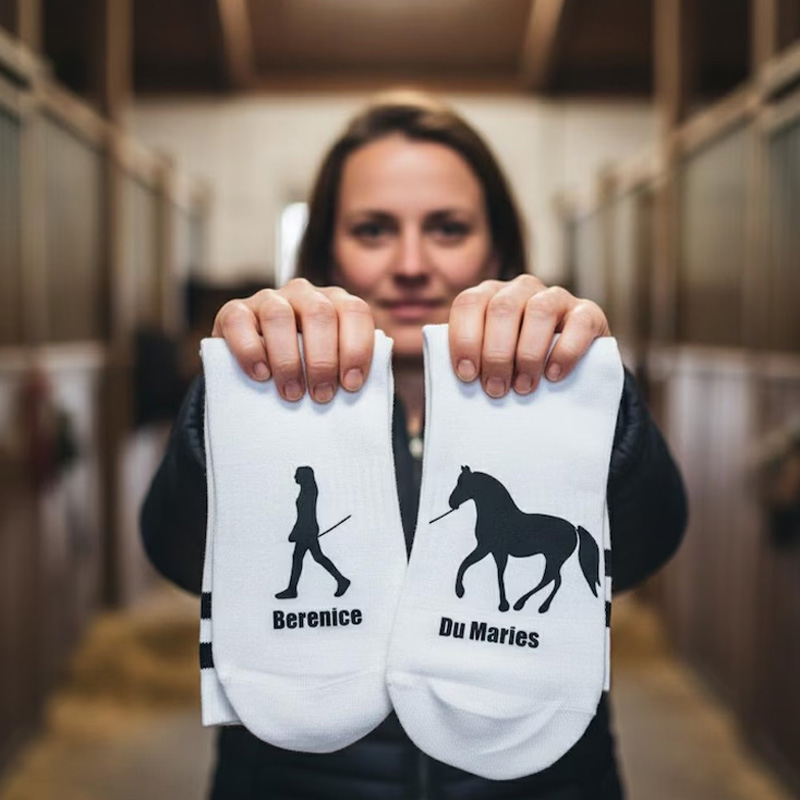 Personalized Horse Riding Socks Horse and Owner Silhouette Soft Midcalf Socks Custom Gift for Friend or Birthday Gifts for Rider Equestrian Riding Lovers