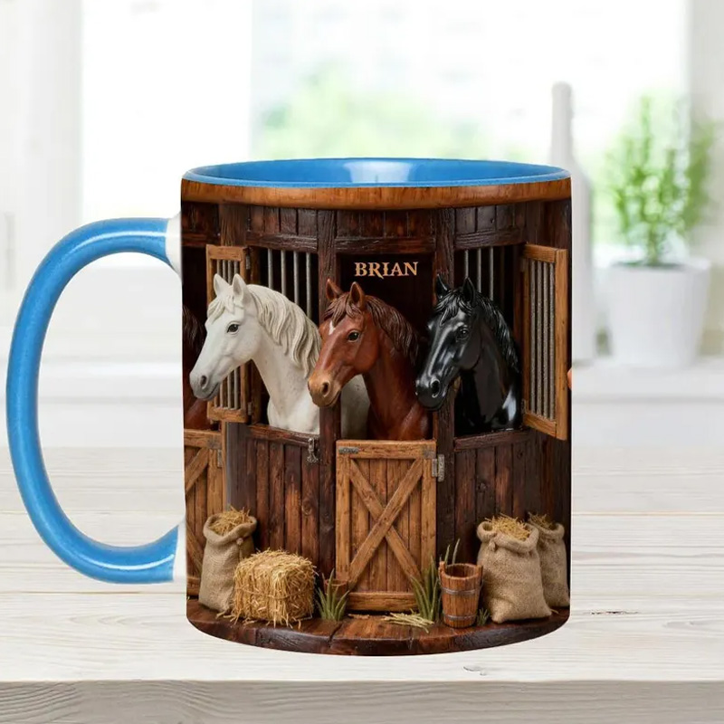 Personalized Horse Farm Accent Cup Gift Mug for Equestrian Horse Riding Lovers