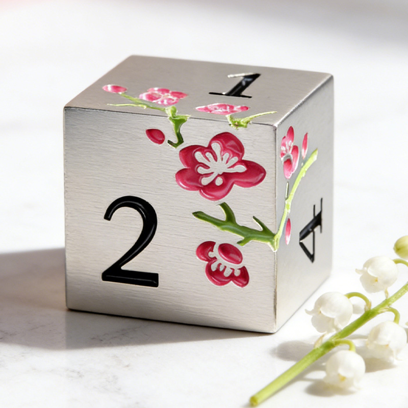 Mahjong Metal Dice Set of 2 RoseGold and White 3 Colors to Choose from Solid Metal Dice