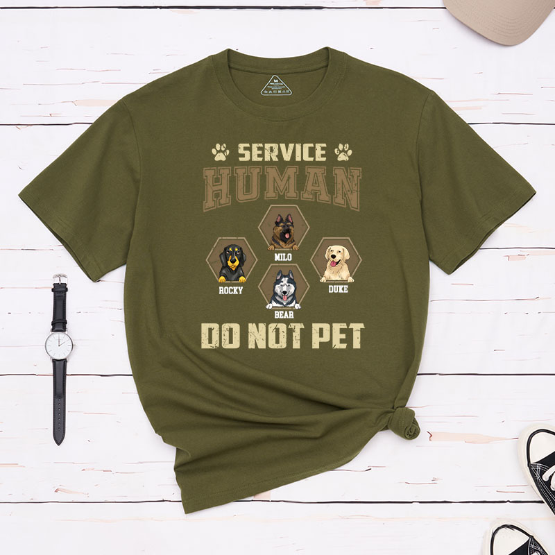 Personalized Dog Lover Retro Hexagon Service Human do Not Pet T-Shirt