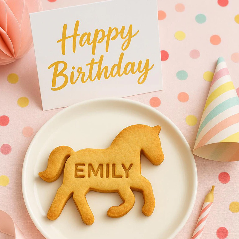 Personalized Horse Little Pony with Name Cookie Cutter Gift For Horse Lover Barn Owner Cutter 3D Printed Baking Supplies Fondant Tool Craft Stamp for Equestrian Lover