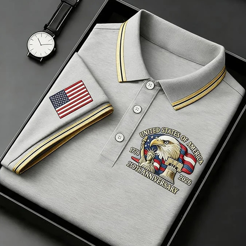 Personalized Men's Retro 250th Anniversary of the United States Independence Day Cross Print Polo Shirt