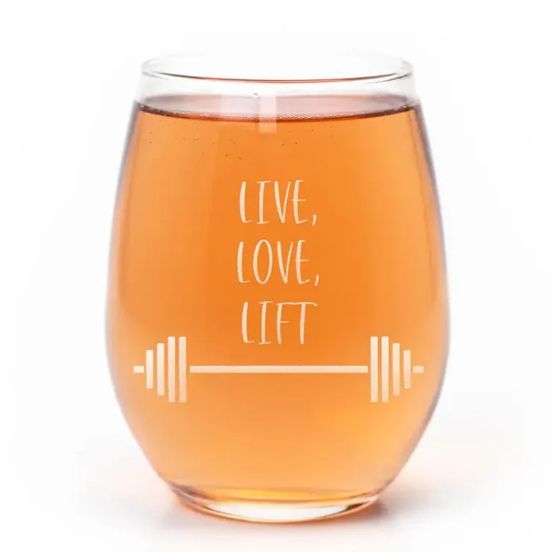 Personalized Barbell Stemless Wine Glasses Whiskey Wine Beer Glassware Gift Fitness Gift for Gym Lover