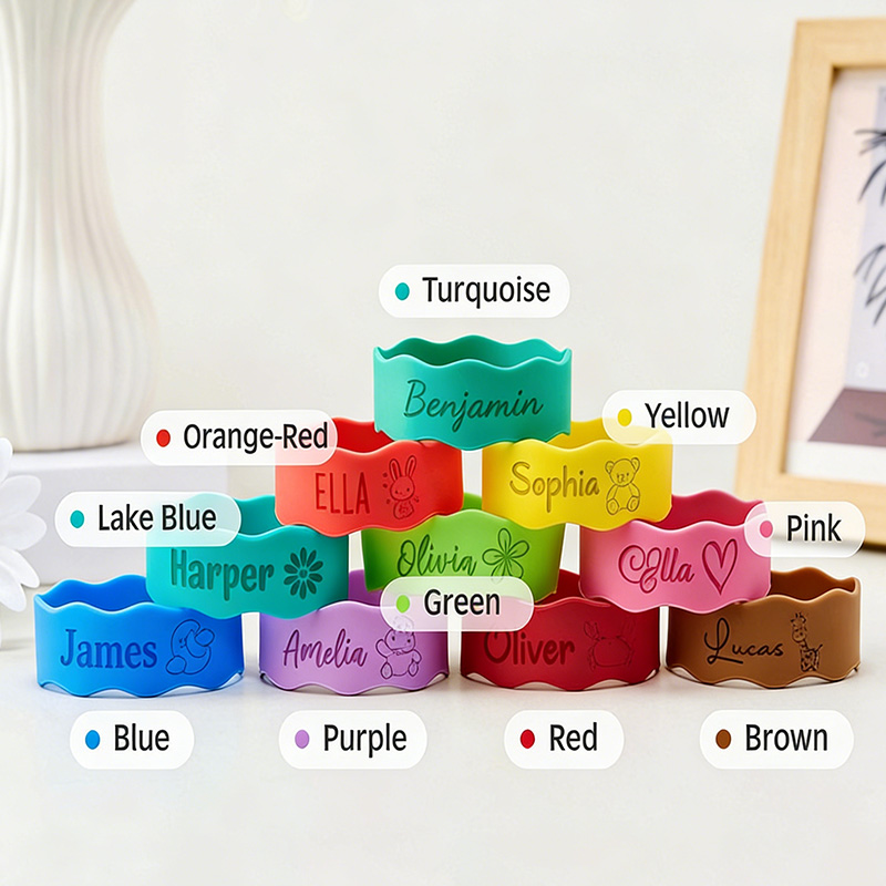 Personalized Silicone Bottle Bands Custom Name Labels for Kids Baby Bottles Sippy Cups Water Bottles & Tumblers gift for kids