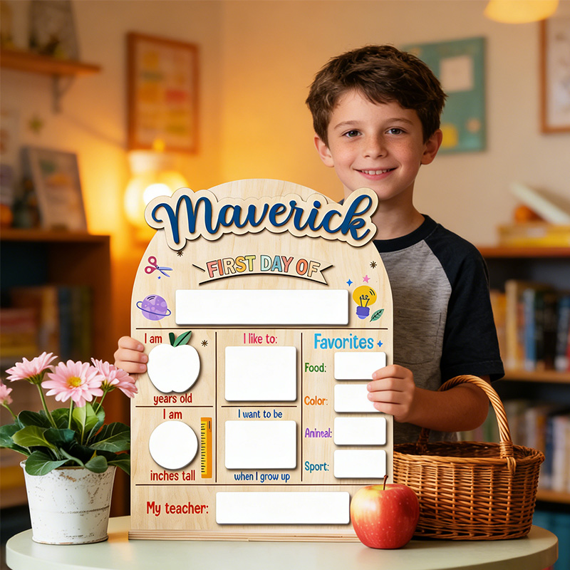 Personalised First And Last Day Of School Sign Reusable Back to School Sign For Photos Reusable Dry Erase Board Custom Name 1st Day Of School Board