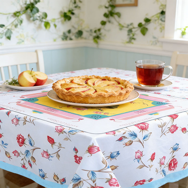 Mahjong Tablecloth 55" x 55" Polyester Blue Block Print Floral Flower Square Instructional Design with Rules for Family Game Night Party Favor Supplies