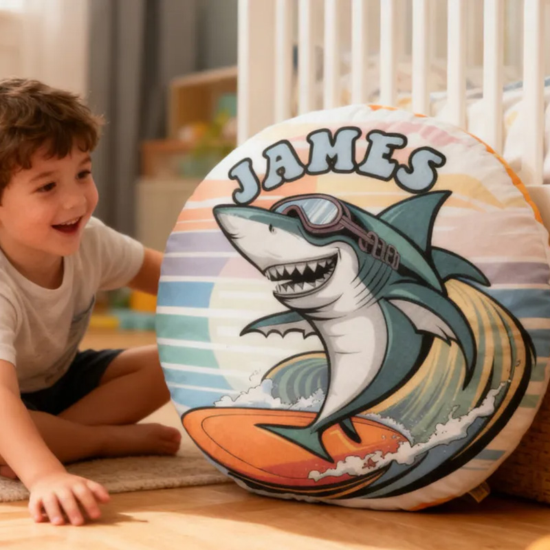 Personalized Suring Shark Pillow Rainbow Throw Pillow Graphic 3D Print Surfing Skateboarding Fitness Decoration Pillow Exercise Sport Pillow for Kids Surfing Skateboarding Lovers