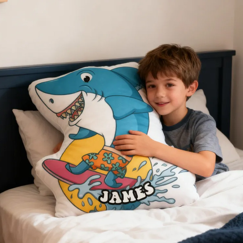 Personalized Suring Shark Pillow Rainbow Throw Pillow Graphic 3D Print Surfing Skateboarding Fitness Decoration Pillow Exercise Sport Pillow for Kids Surfing Skateboarding Lovers