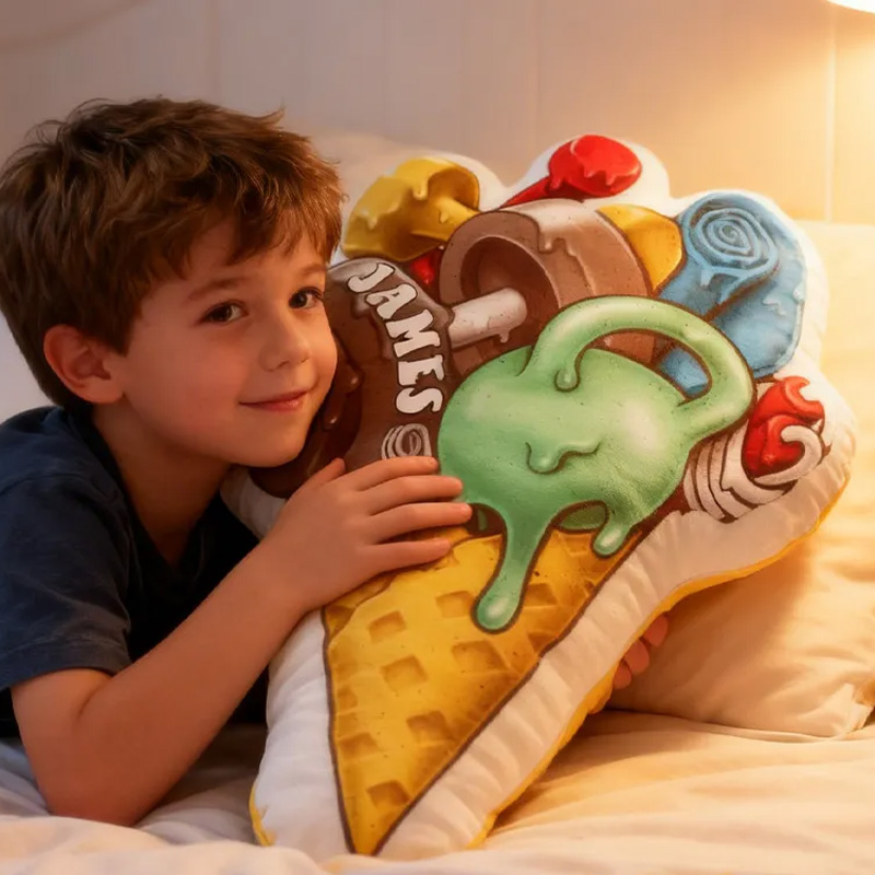 Personalized Ice Cream Fitness Pillow Delicious Throw Pillow Graphic 3D Print Trainer Fitness Planner Decoration Pillow Exercise Sport Gym Rat Weightlifting Pillow for Kids Gym Lovers