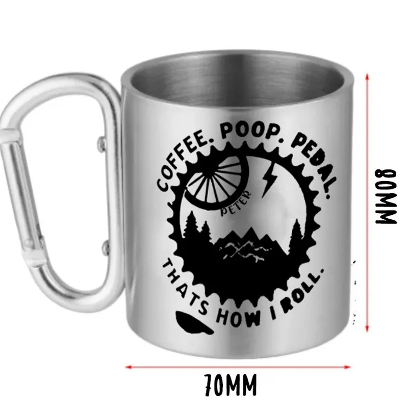 Personalized MBT Mountain Riding Escape Hiking Carabiner Travel Holiday Camping Stainless Steel Mug Adventure Coffee Cup Tea Mug Gift Birthday for Cycling Riding Lovers