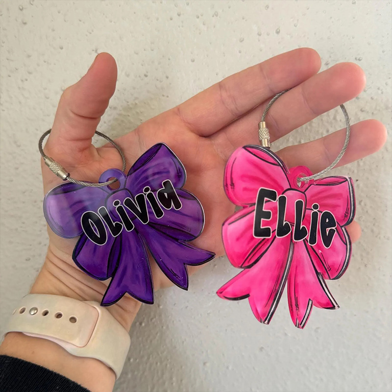 Personalized Sports Colorful Bow Keychain with Name Number