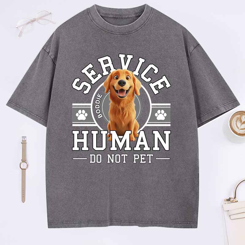 Personalized Dog Lover Service Human Cartoon Washed T-Shirt