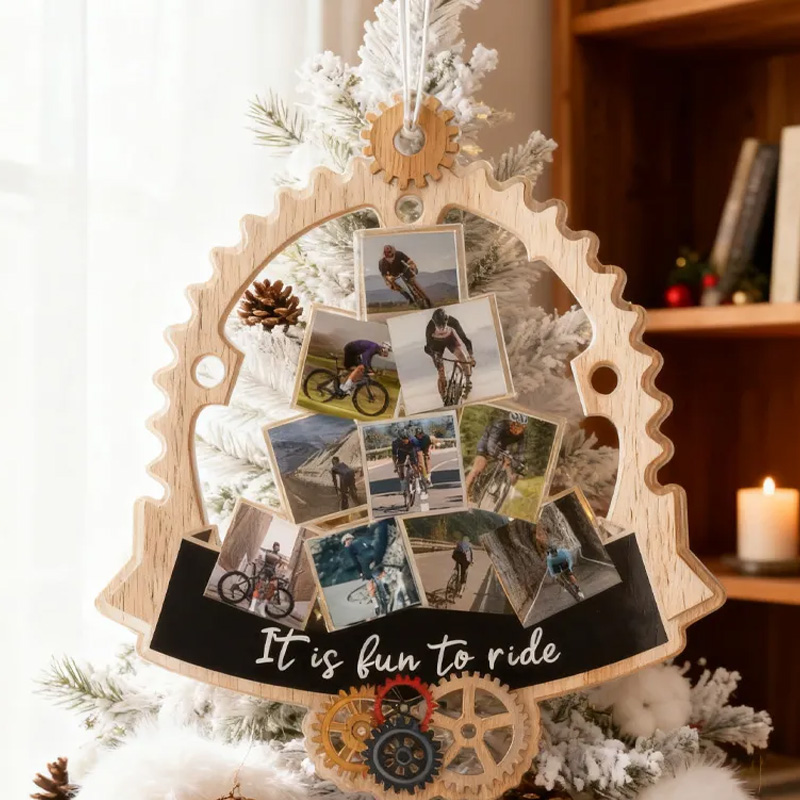 Personalized Custom Photo Gifts Christmas Ornament Christmas Decoration Cycling Ornament Holiday Xmas Gift for Racing Biker Riding Lovers