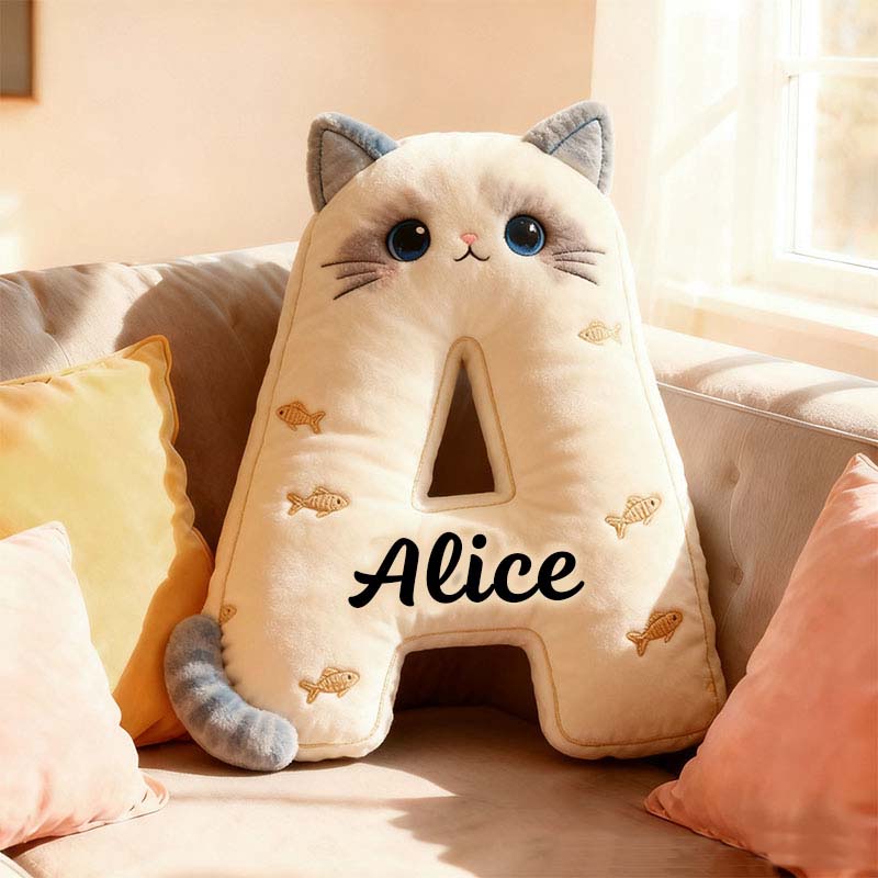 Personalized Cat Lover Letter Pillow with Custom Name Pillow Graphic 3D Print