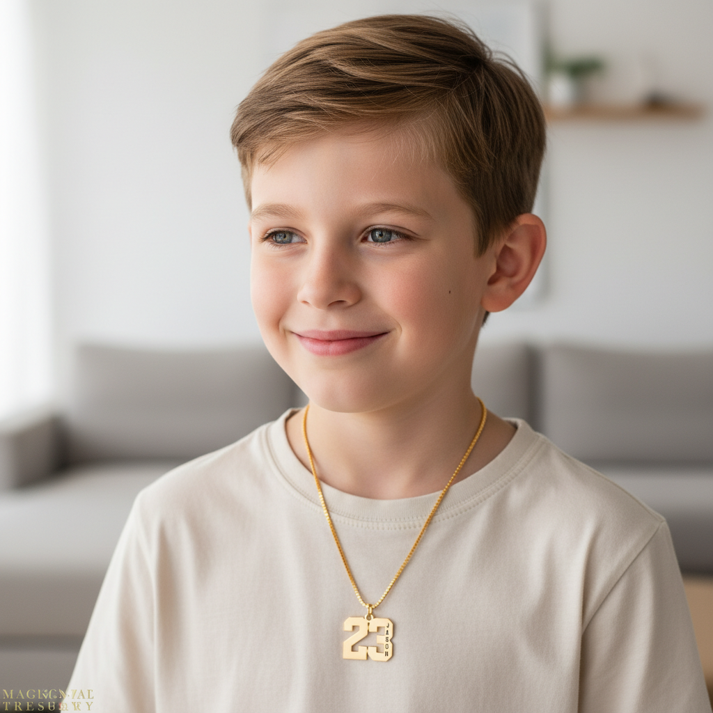 Personalized Number Necklace with Name Number Baseball Necklace Custom Basketball Number in Box Chain Sport Jewelry Gift For Kid
