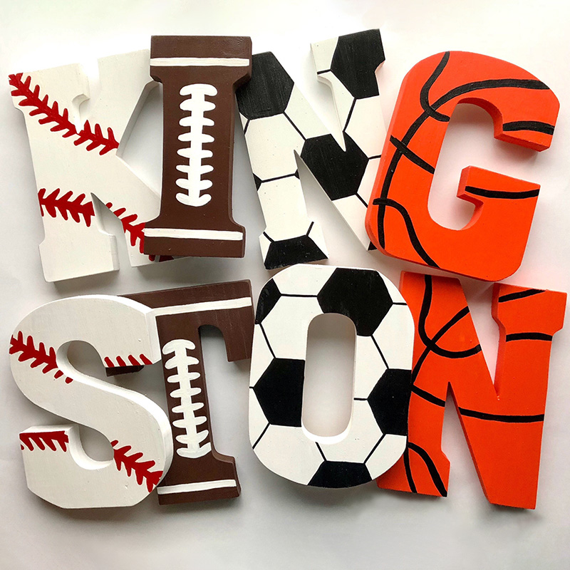 Personalized Wooden Sports Name Sign Sports Letter Wall Decoration Custom Letter