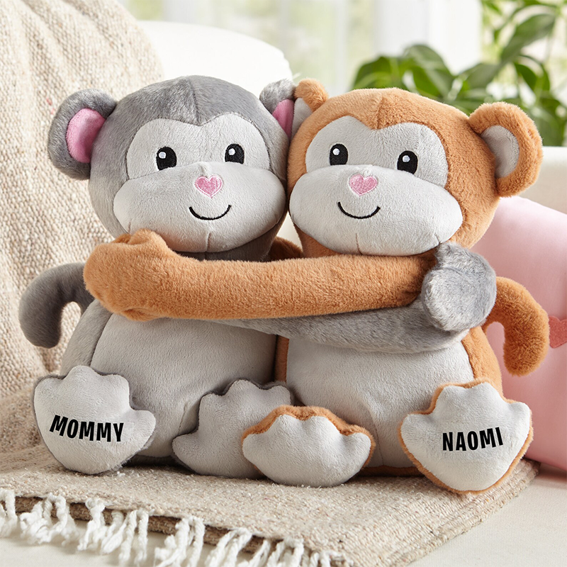 Personalized Hugs and Kisses Monkeys Loving Gift Stuffed Animals for Couples Personalized Gift For Two with Name
