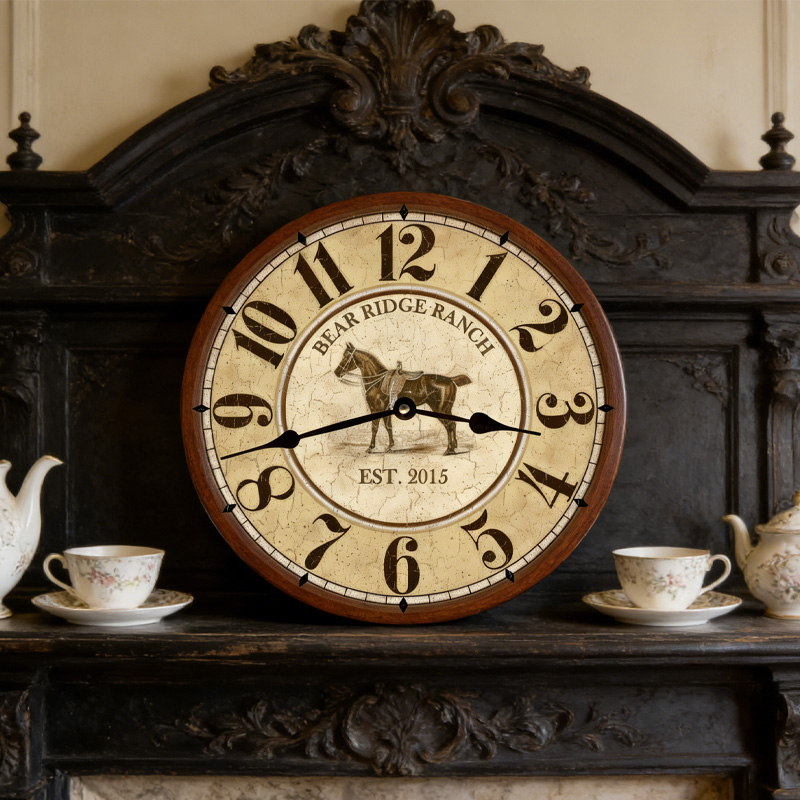 Personalized Silent Analog Horse Clock Horse Wall Clock for Equestrain Lovers