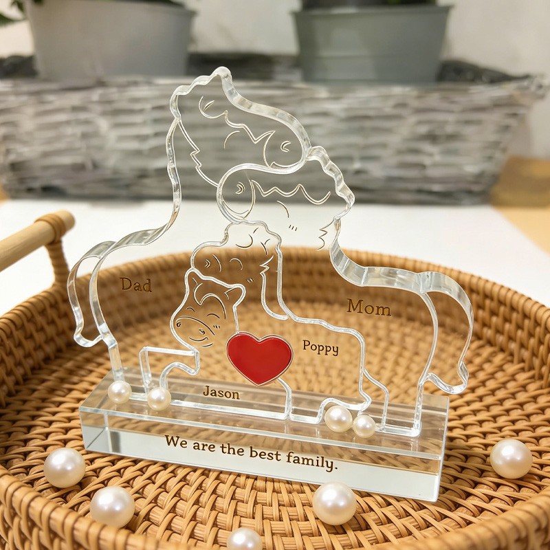 Personalized Acrylic Family Puzzle Adoption Gift Custom Horse Decor Keepsake Family Gift for Equestrain Lovers