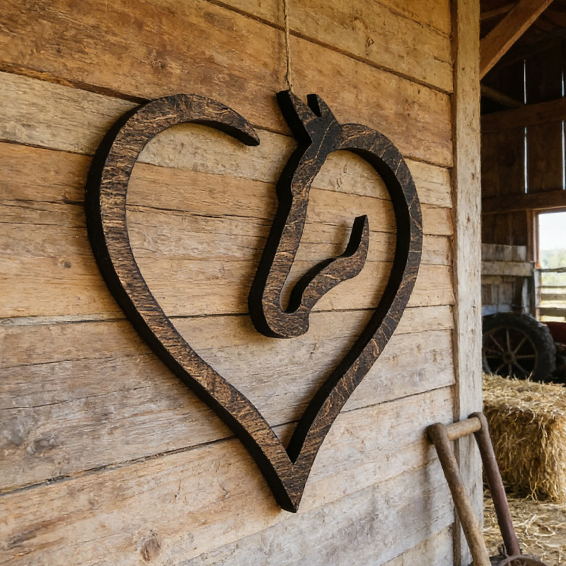 Personalized Wooden Horse Heart Sign Farm Pony Lover Sign Gift for Equestrain Lovers